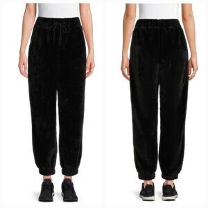 🔸️NWT Black Faux Fur Plush Jogger Pants Small